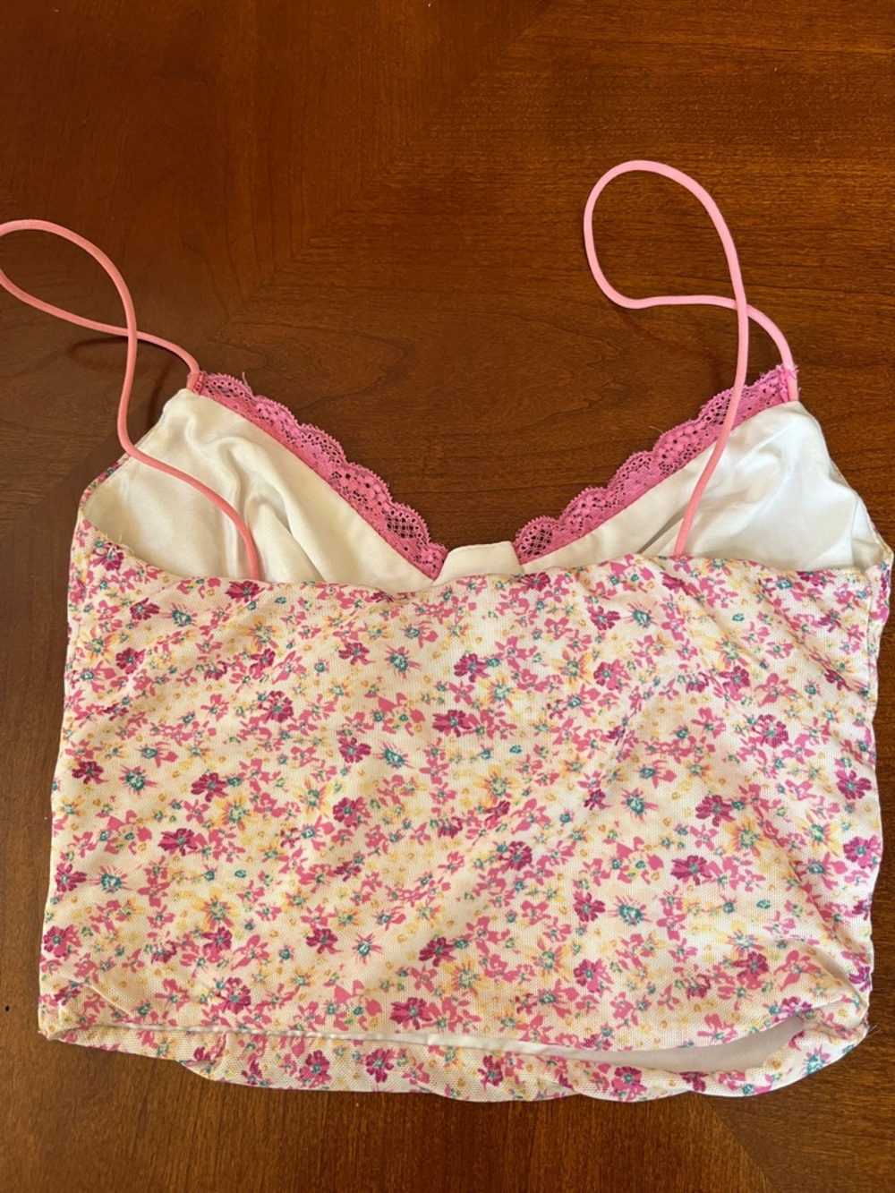 Princess Polly Pink Floral Lace-Trim Crop Top - Picture 2 of 4